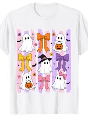 Cute Ghost Bow NEW white short sleeve shirt